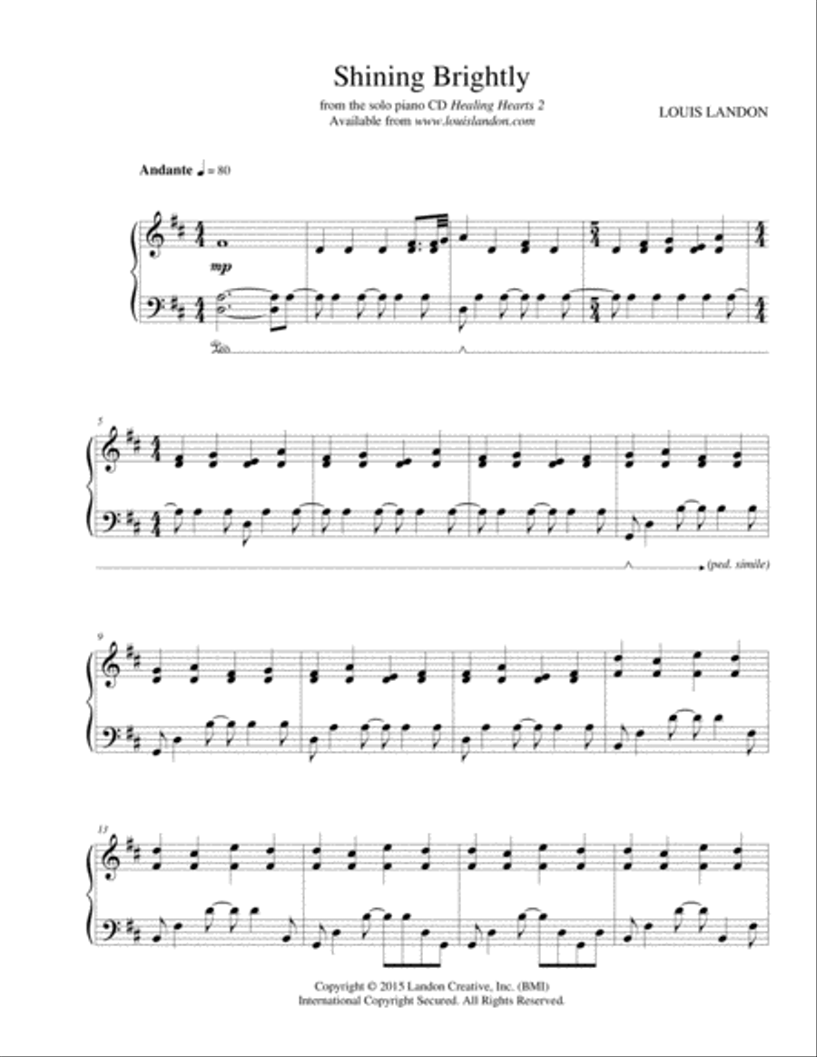 Shining Brightly Shining Brightly Piano Solo scores gallery preview page 1