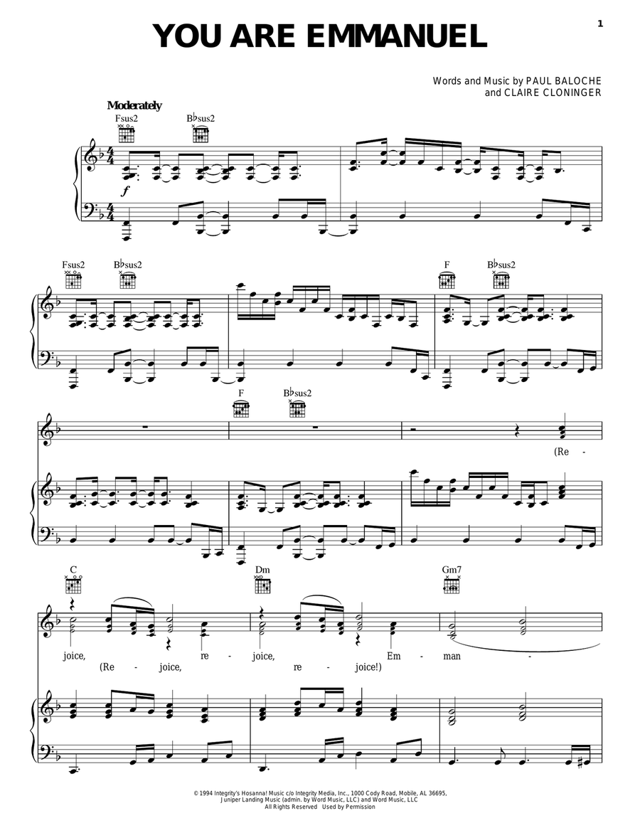 You Are Emmanuel Guitar scores gallery preview page 1