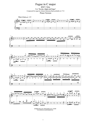 Bach - Fugue in C major BWV 564c - Piano version