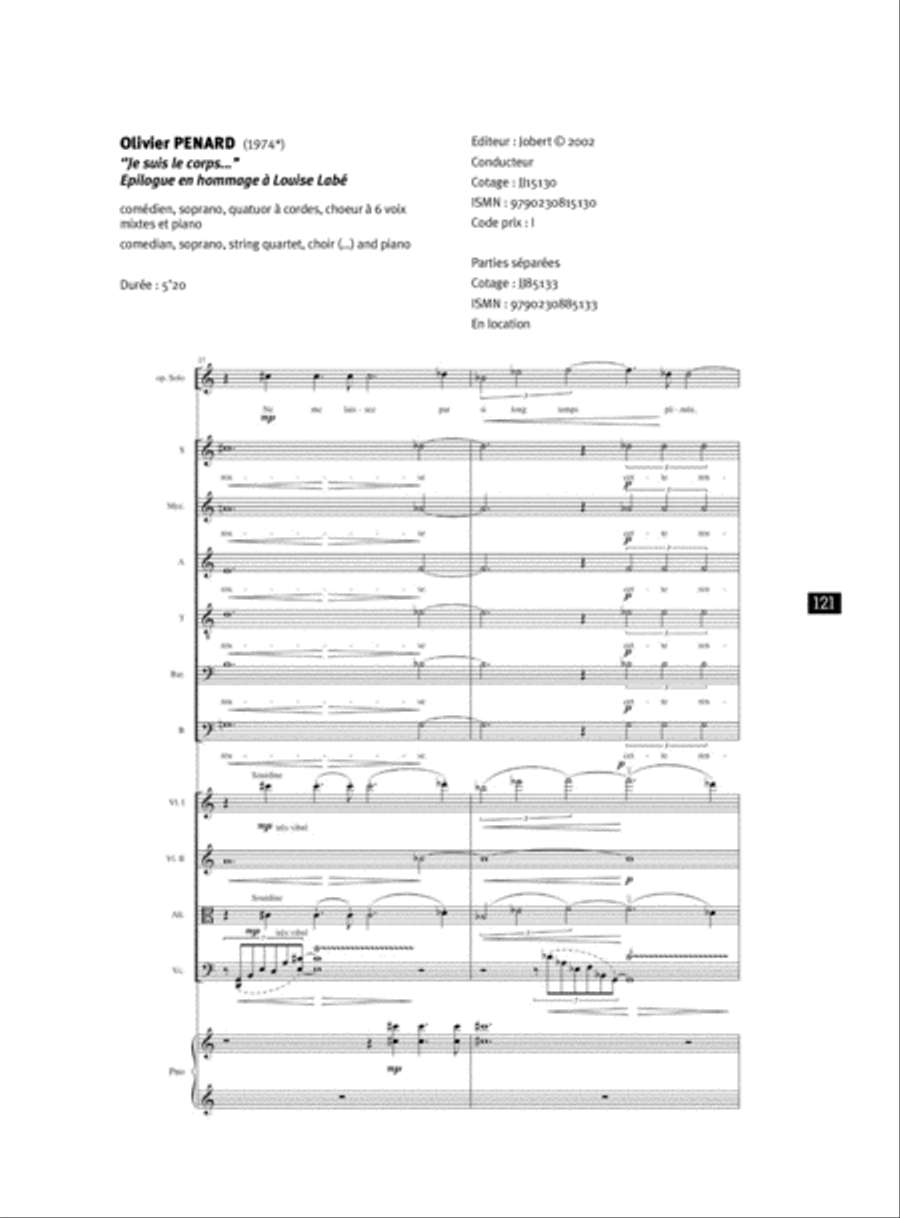 Je suis le corps. . . '' - Epilogue en hommage a Louise Labe Choir scores gallery preview page 2
