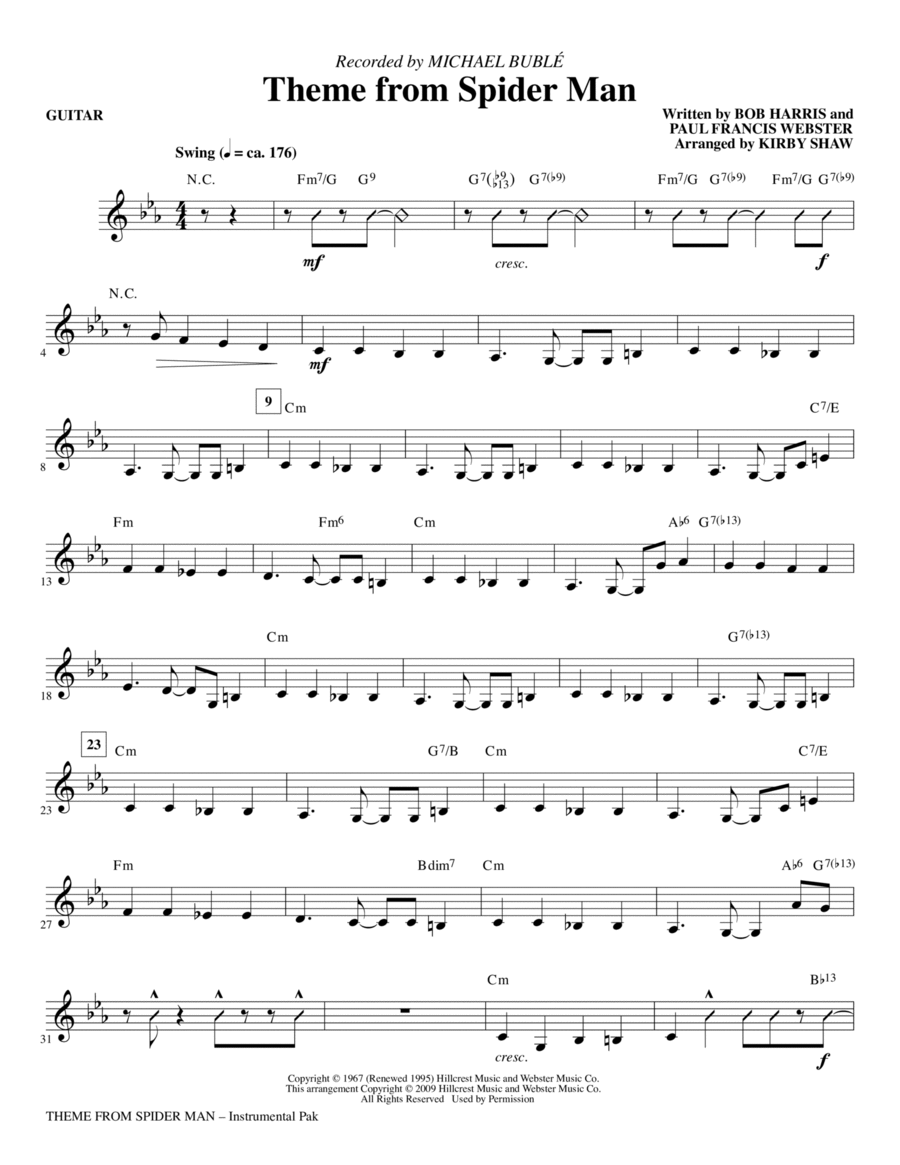 Theme from Spider Man - Guitar Choir scores gallery preview page 1