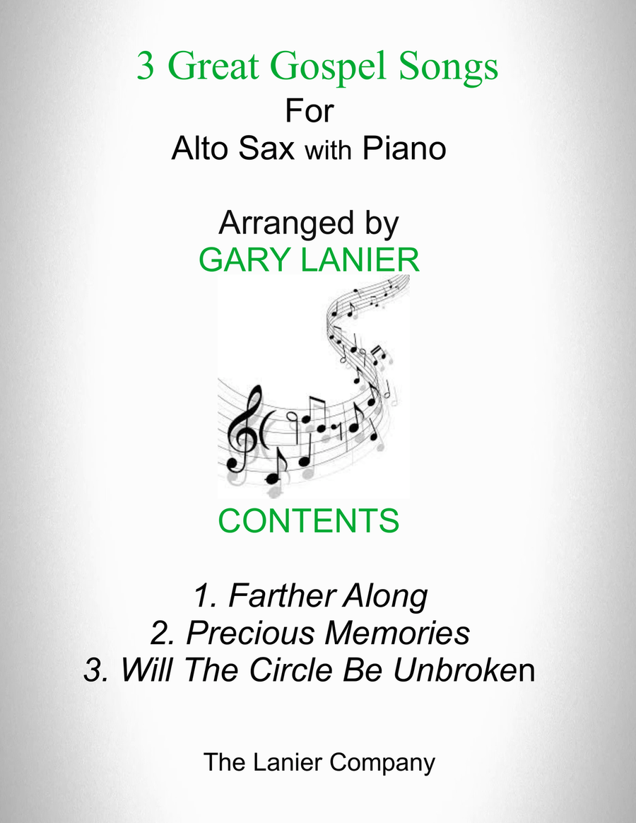 3 GREAT GOSPEL SONGS (for Alto Sax with Piano - Instrument Part included) Alto Saxophone scores gallery preview page 1