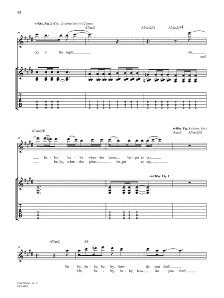 Four Sticks Guitar Tablature scores gallery preview page 3