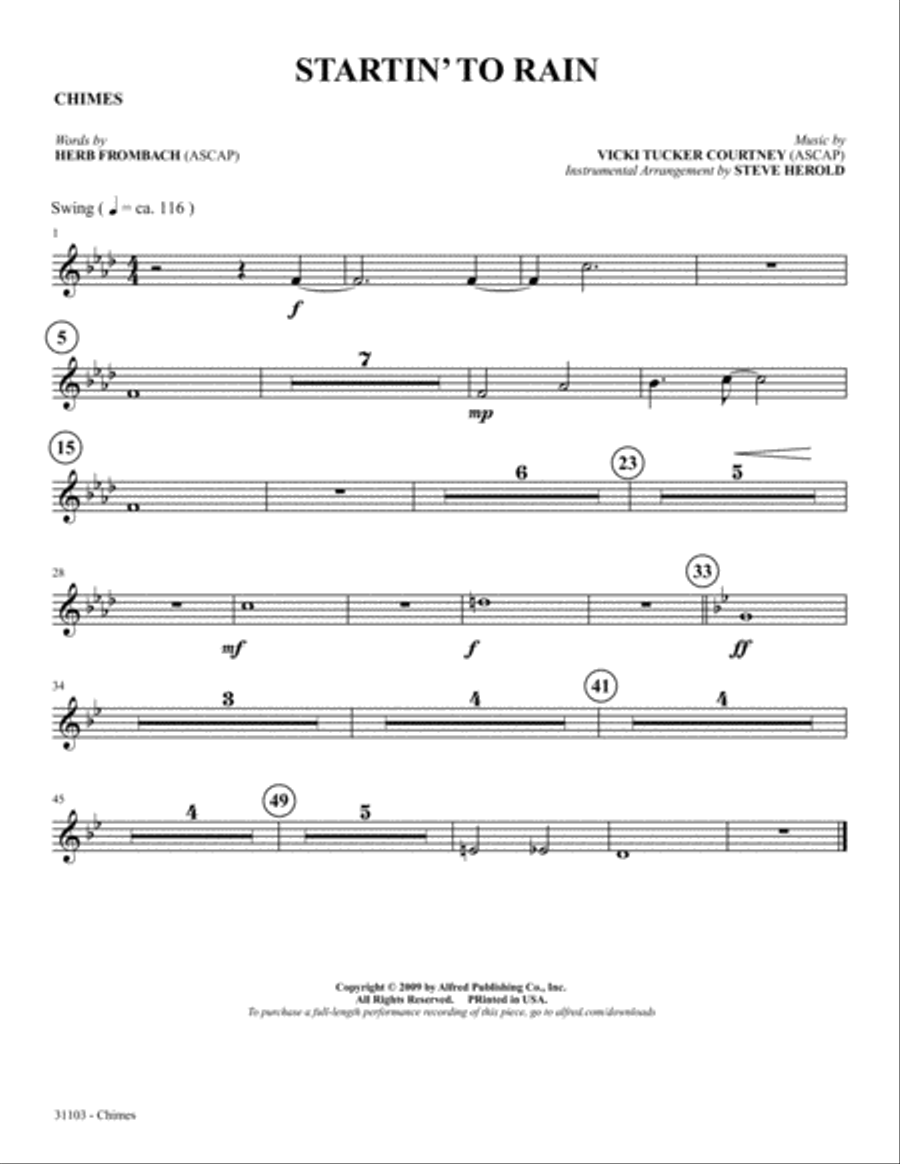 Startin' to Rain: Chimes Part scores gallery preview page 1