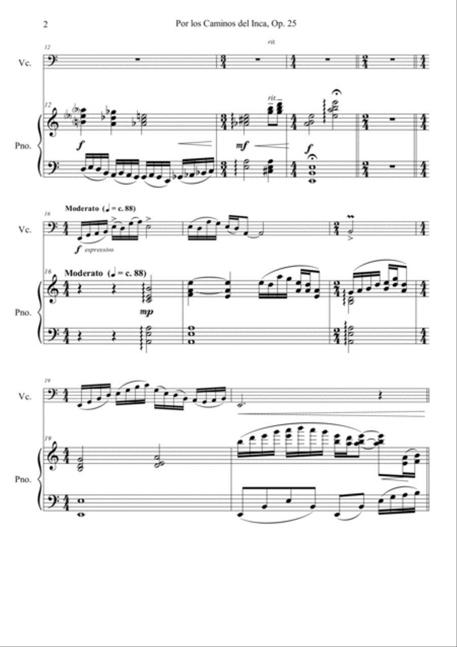 Por los Caminos del Inca, Op. 25 for cello and piano Piano scores gallery preview page 2