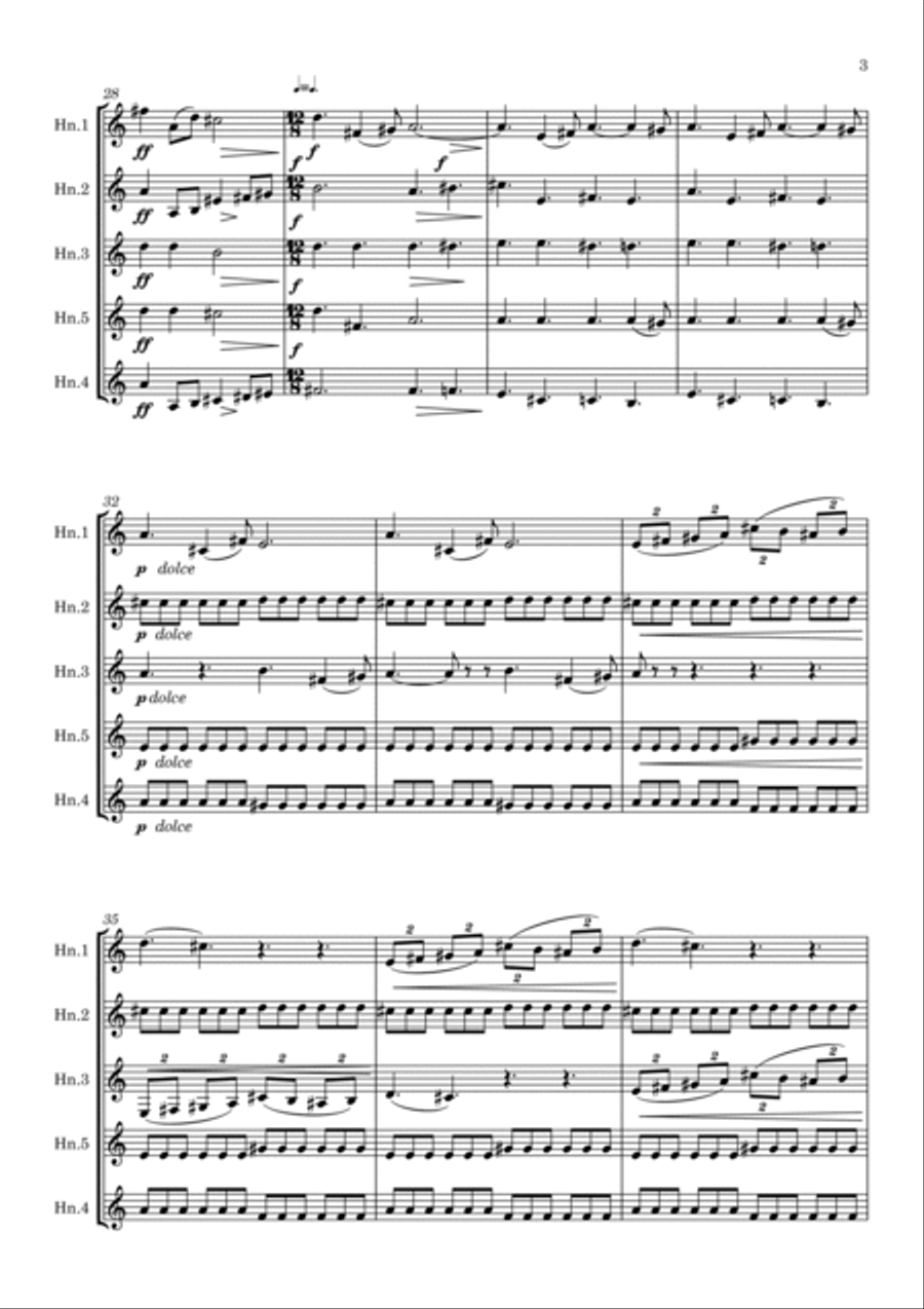 Tchaikovsky: Symphony No. 5 Op.64 Mvt.II Andante cantabile (extract) - horn quartet Brass Quartet scores gallery preview page 4