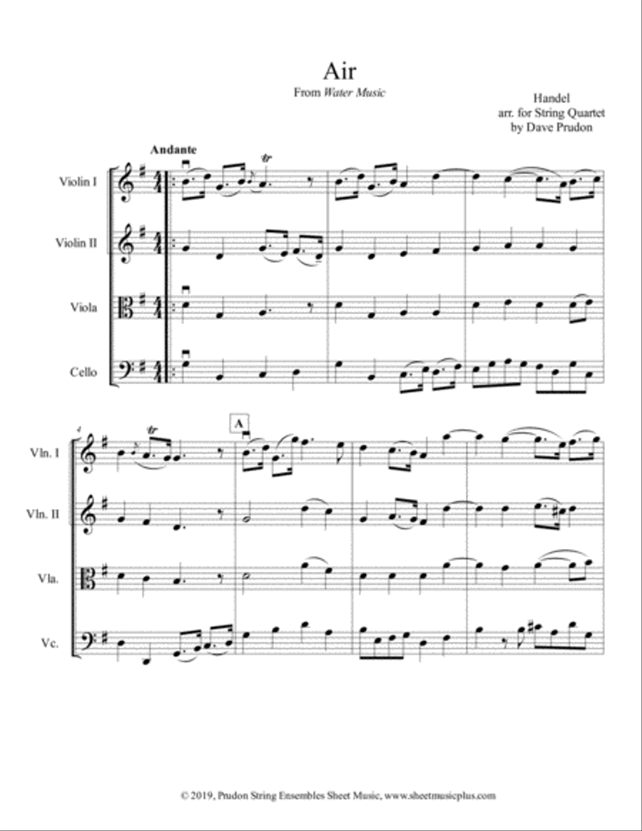 Air from Water Music for String Quartet String Quartet scores gallery preview page 1