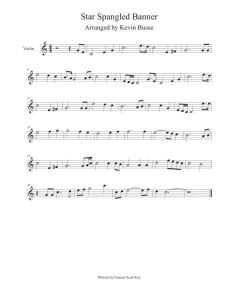 Star Spangled Banner - (Easy key of C) - Violin image number null