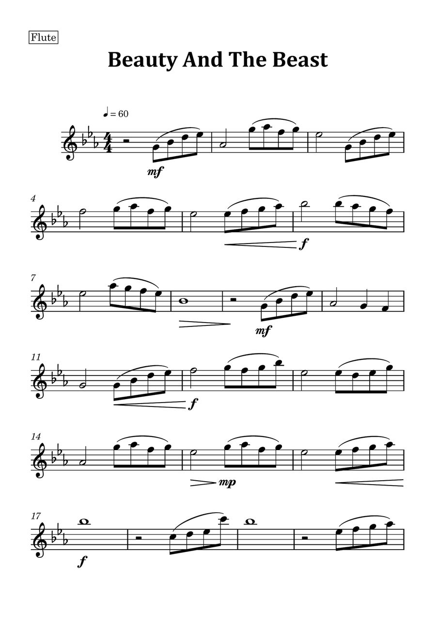 Beauty And The Beast Woodwind Quartet scores gallery preview page 6