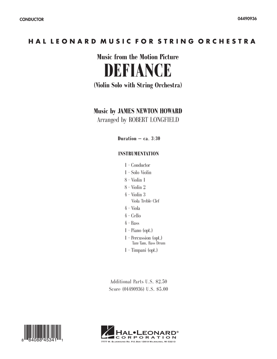 Music from Defiance - Full Score Orchestra scores gallery preview page 1