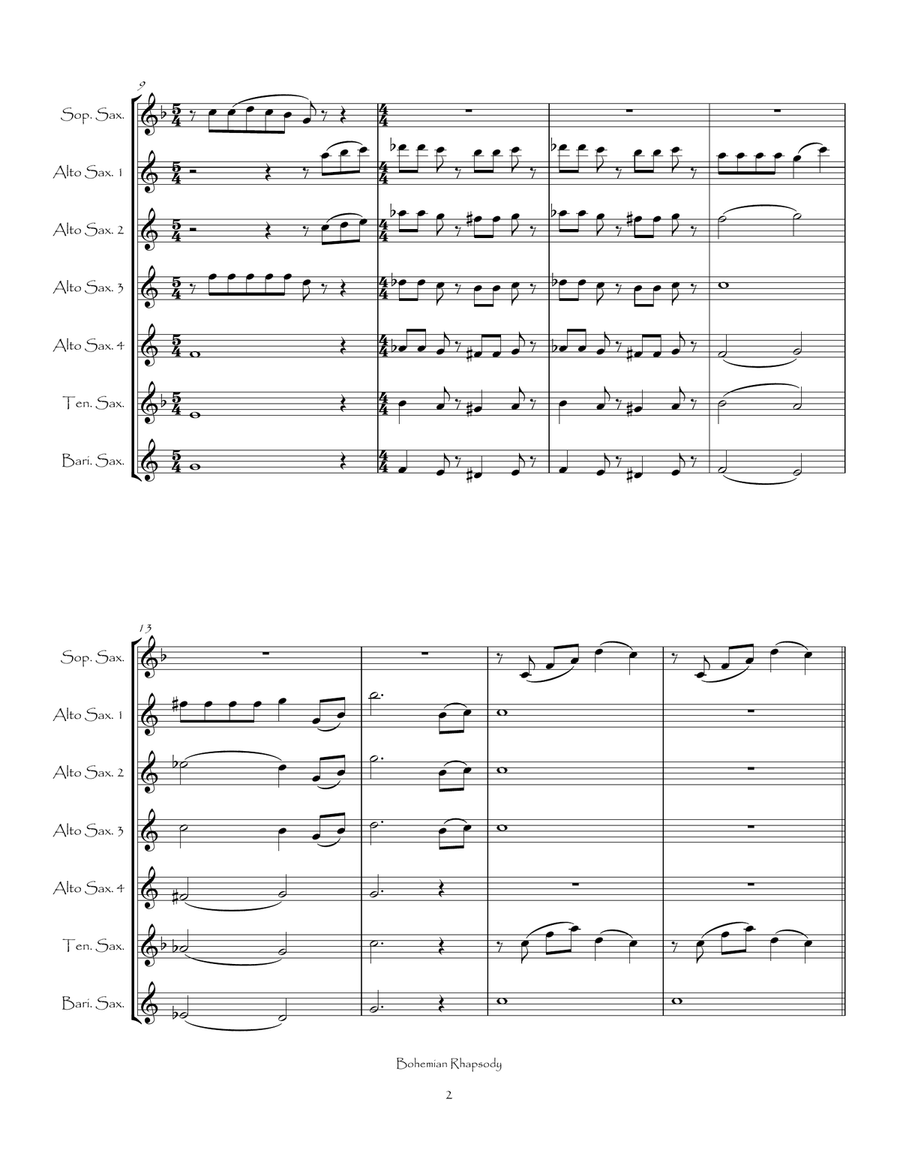 Bohemian Rhapsody Woodwind Ensemble scores gallery preview page 4