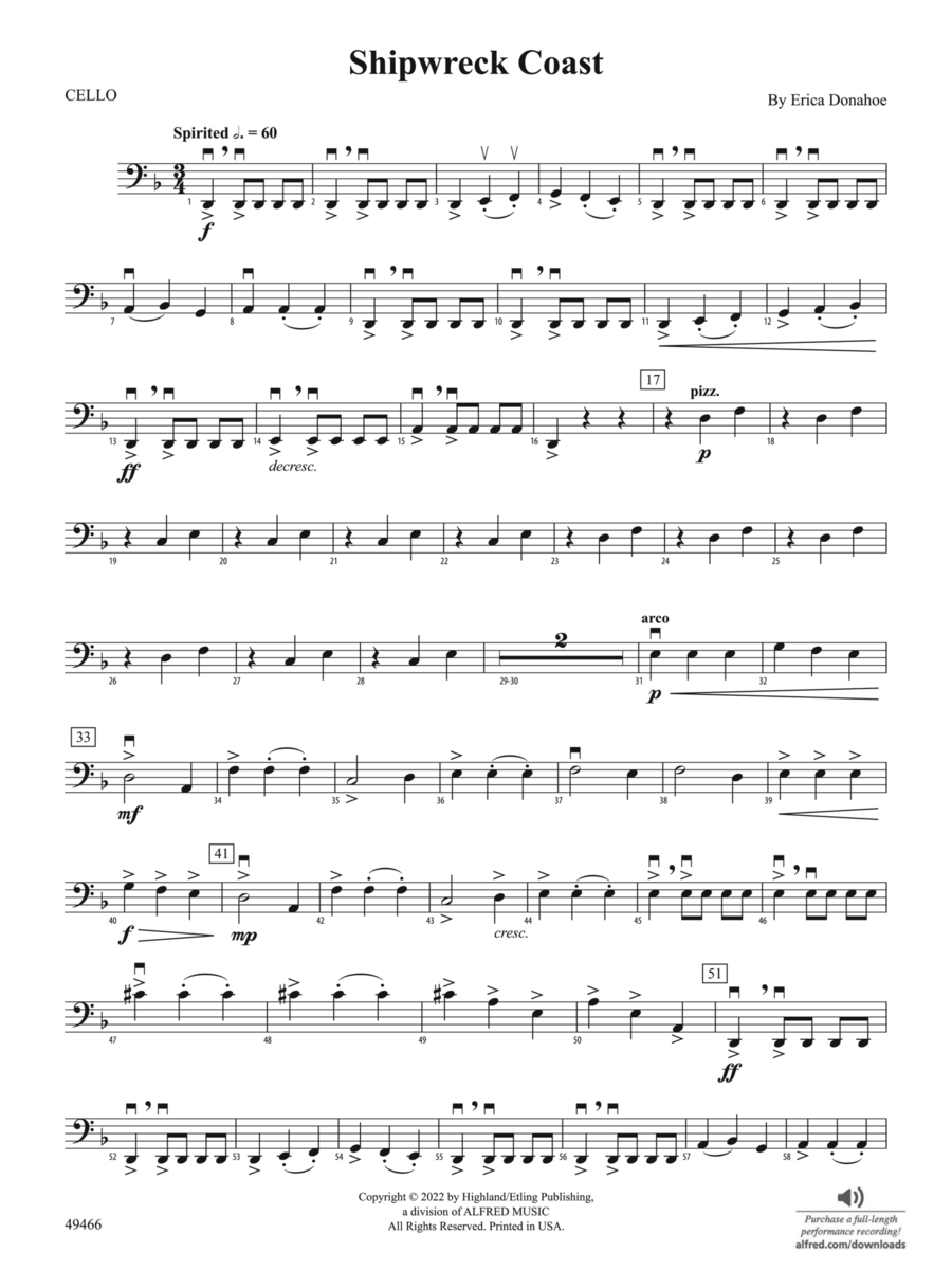 Shipwreck Coast: Cello Shipwreck Coast: Cello String Orchestra scores gallery preview page 1