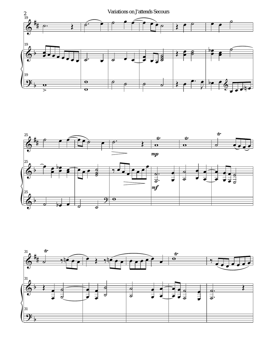 Variations on J'attends secours for alto saxophone and harp Alto Saxophone scores gallery preview page 2