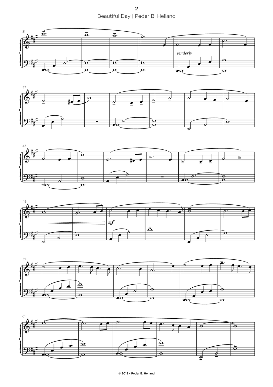 Beautiful Day Beautiful Day Easy Piano scores gallery preview page 2