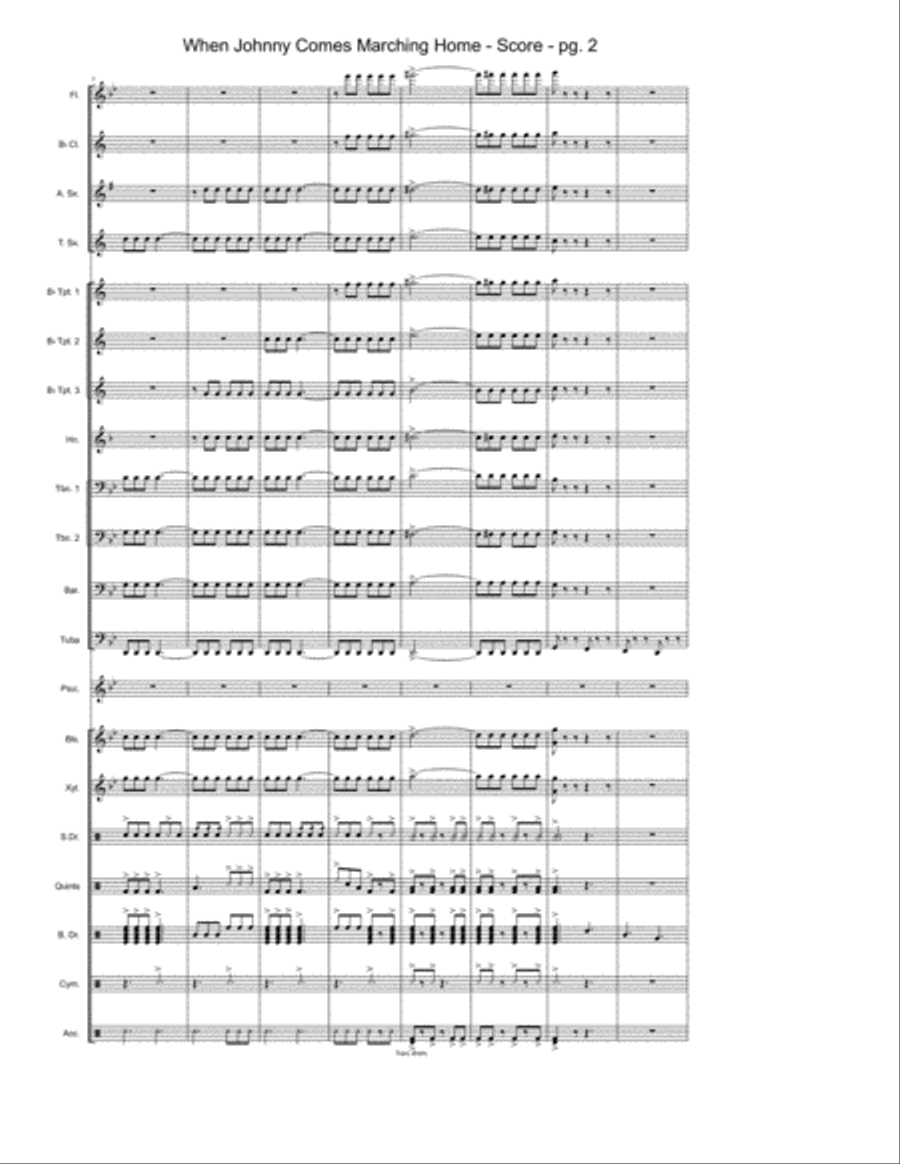 When Johnny Comes Marching Home (Colonial Classics) Marching Band scores gallery preview page 3