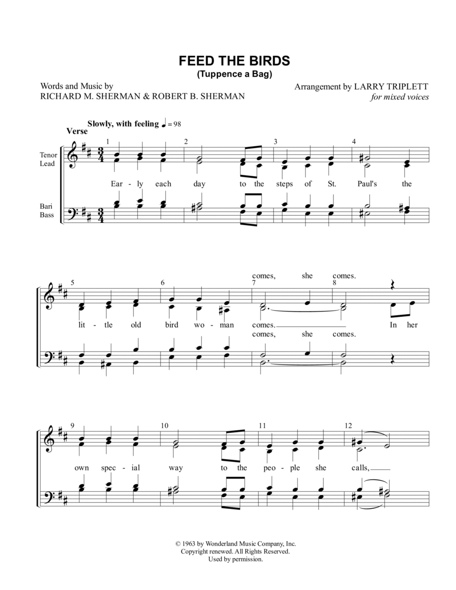 Feed The Birds (tuppence A Bag) 4-Part scores gallery preview page 1