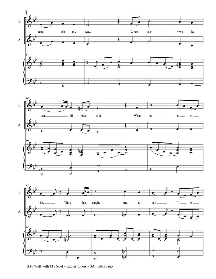 IT IS WELL WITH MY SOUL (Ladies Choir - SA with Piano) SA scores gallery preview page 3
