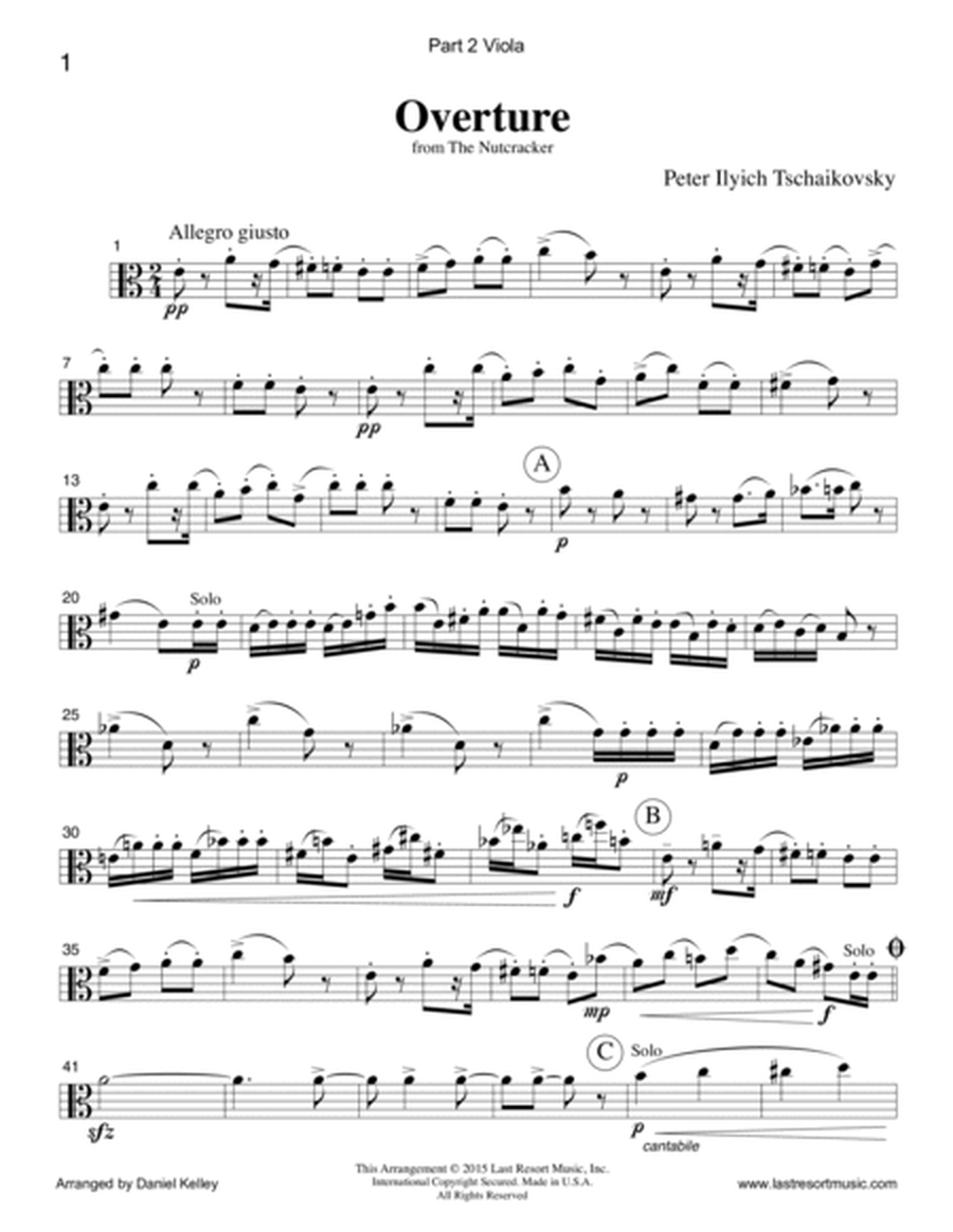 Overture from the Nutcracker for String Trio (Violin, Viola, Cello) Set of 3 Parts