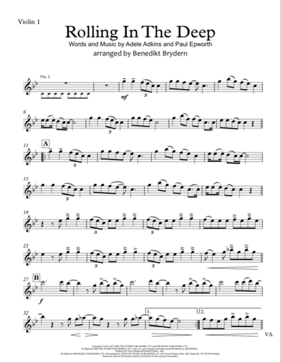 Rolling In The Deep String Quartet scores gallery preview page 6