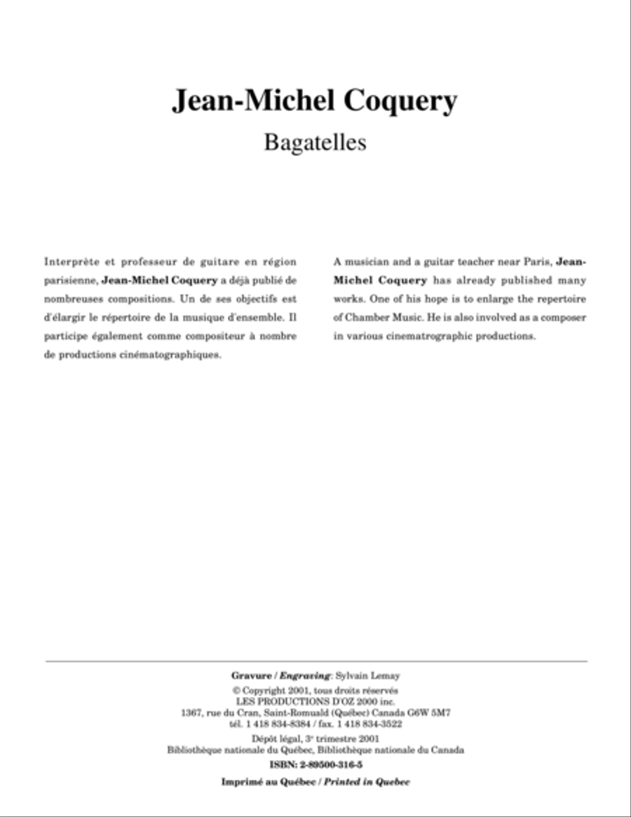Bagatelles Bagatelles Classical Guitar scores gallery preview page 1