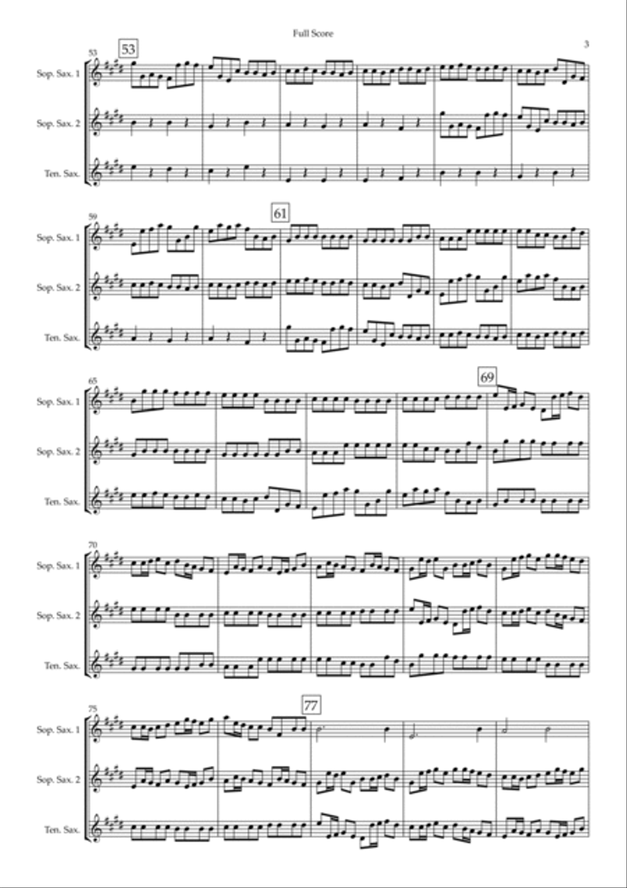 Canon in D Major (Johann Pachelbel) for Saxophone Trio Woodwind Trio scores gallery preview page 3