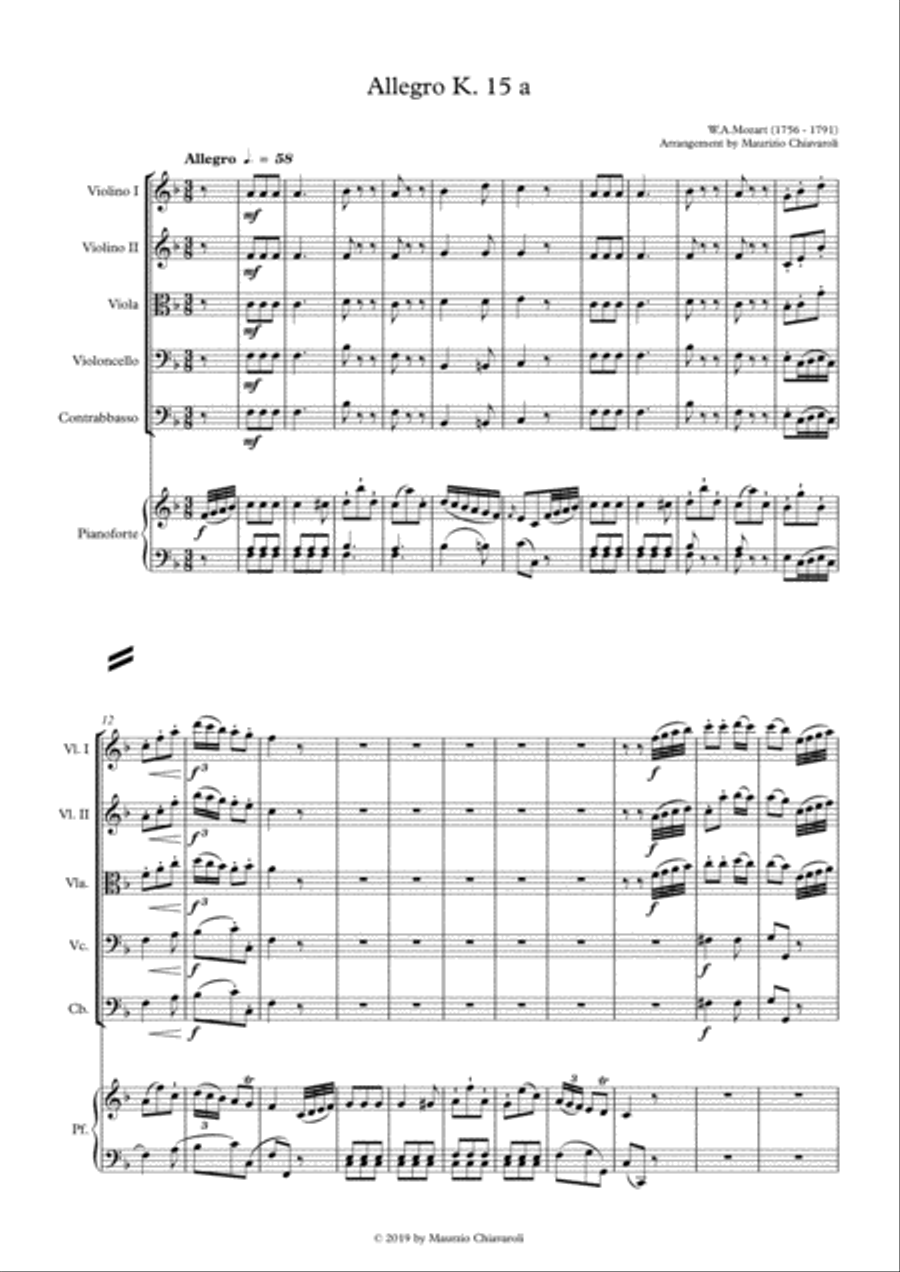 Allegro k. 15 a String Orchestra scores gallery preview page 2