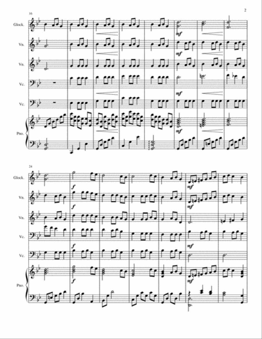 Carol of the Bells Piano Trio scores gallery preview page 2