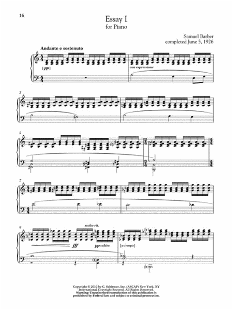 20th Century American Composers - Upper Intermediate Level Piano