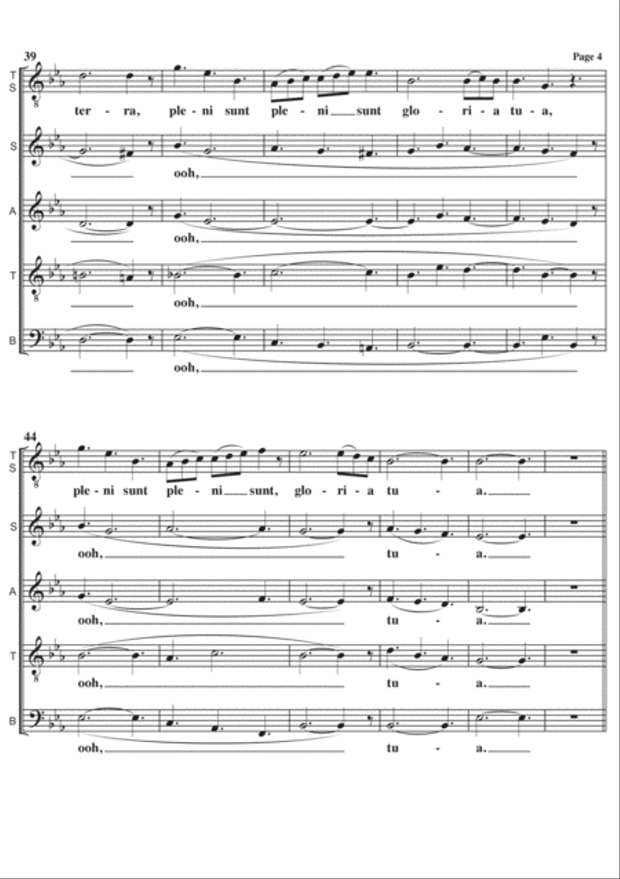 Sanctus St.Cecilia Mass A Cappella SATB 4-Part scores gallery preview page 4