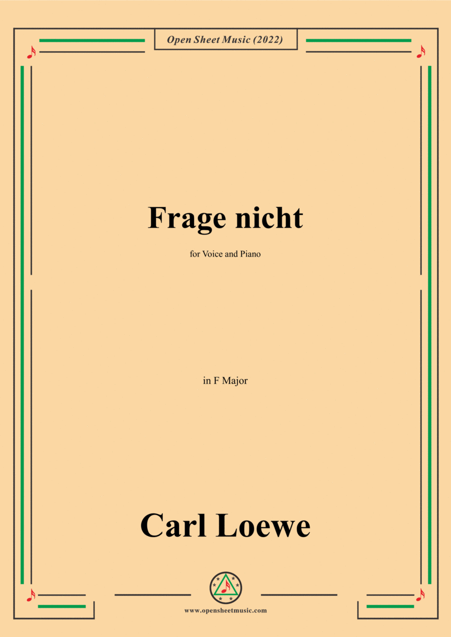 Loewe-Frage nicht,in F Major,for Voice and Piano Voice Solo scores gallery preview page 1