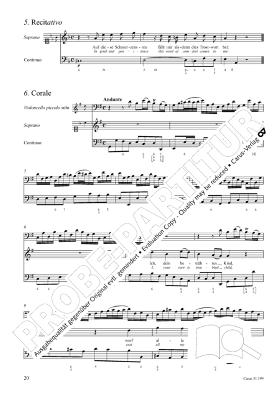 My heart is bathed in blood (Mein Herze schwimmt im Blut) Piccolo scores gallery preview page 21