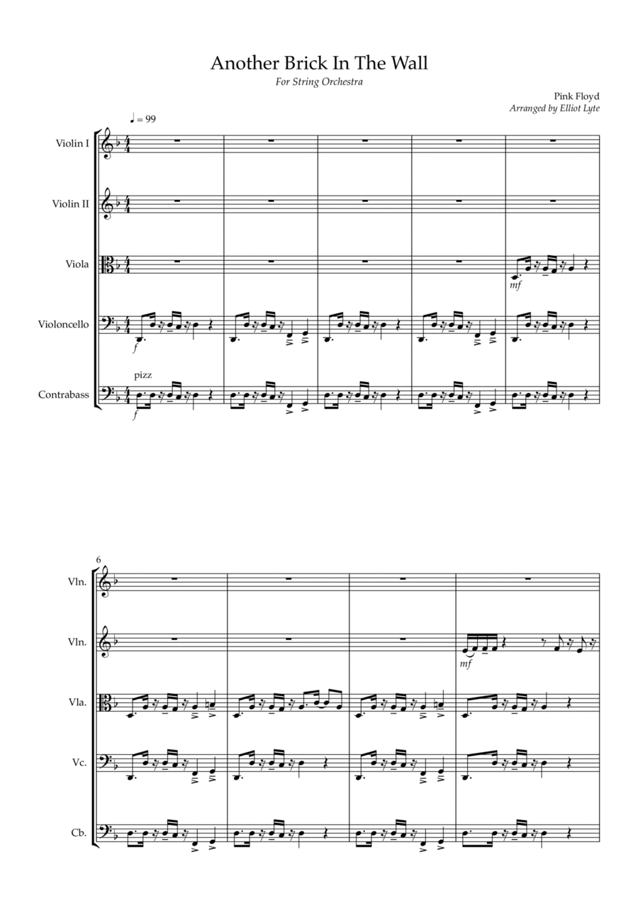 Another Brick In The Wall Cello scores gallery preview page 1