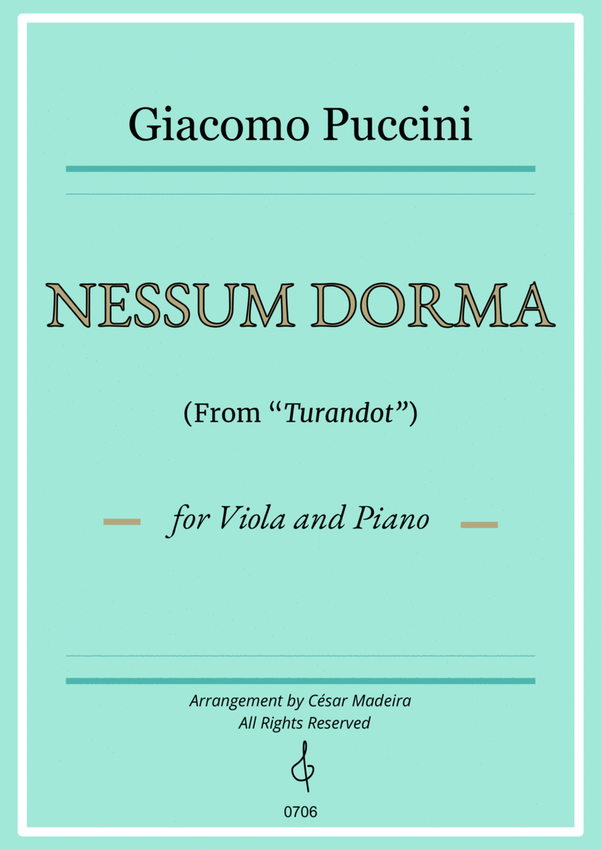 Nessun Dorma by Puccini - Viola and Piano (Full Score) image number null