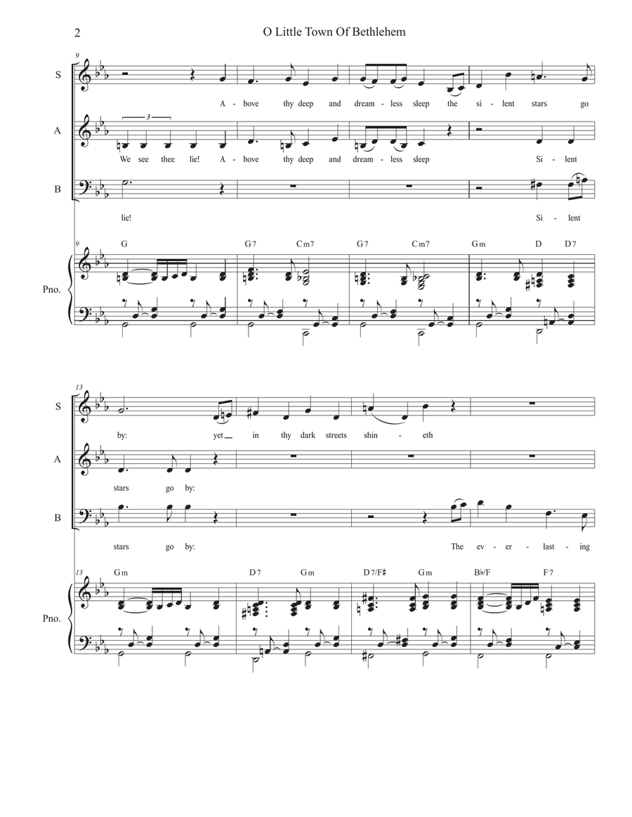 O Little Town Of Bethlehem (SAB) 3-Part scores gallery preview page 2