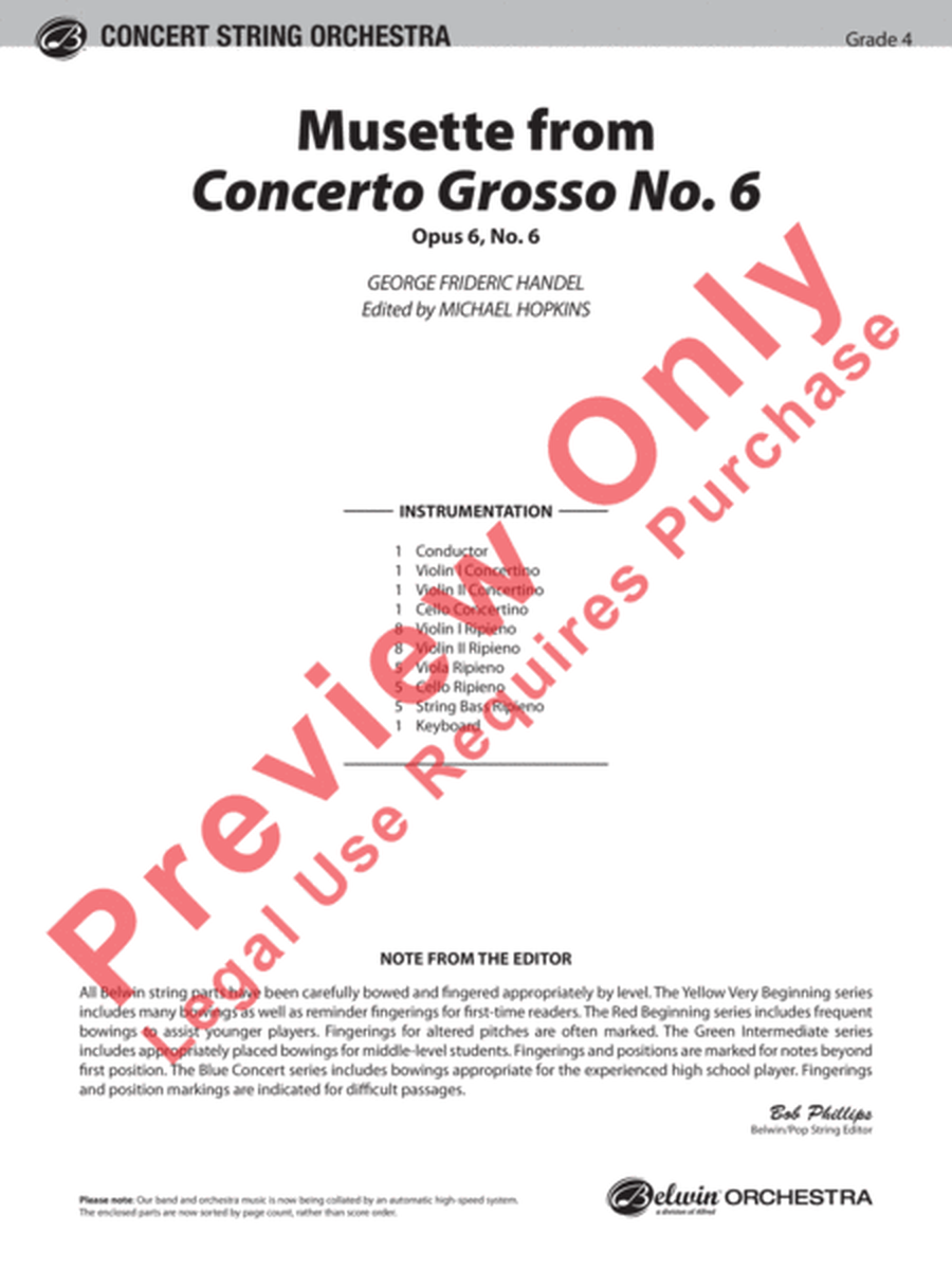 Musette from Concerto Grosso No. 6 image number null