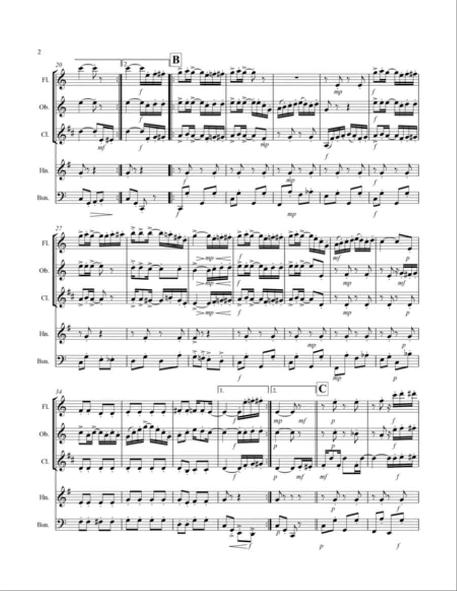 Joplin - “The Entertainer” (for Woodwind Quintet) Woodwind Quintet scores gallery preview page 3