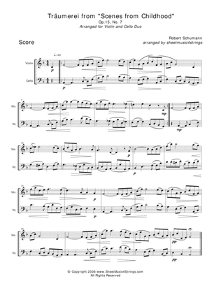 Schumann, R. - Traumerei for Violin and Cello
