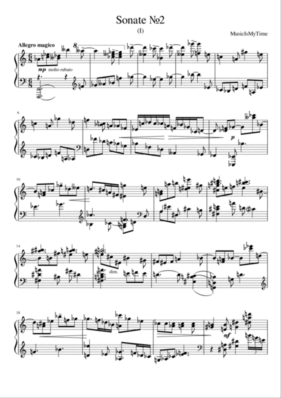 Sonate №2 (part I) Piano Solo scores gallery preview page 1