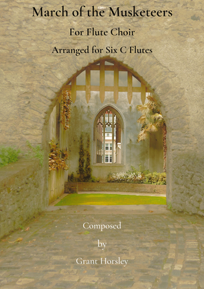 Book cover for "March of the Musketeers" For Flute Ensemble (6 C Flutes)