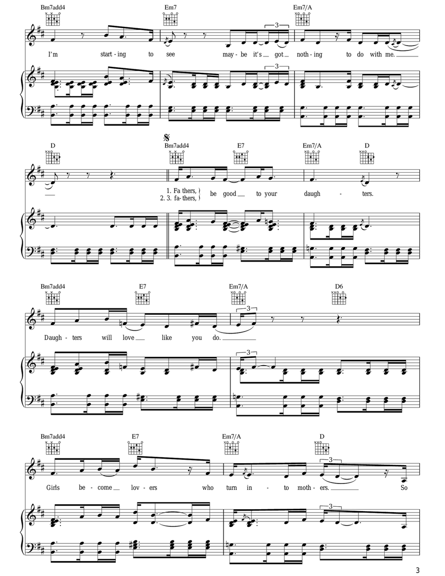 Daughters Piano, Vocal, Guitar scores gallery preview page 3