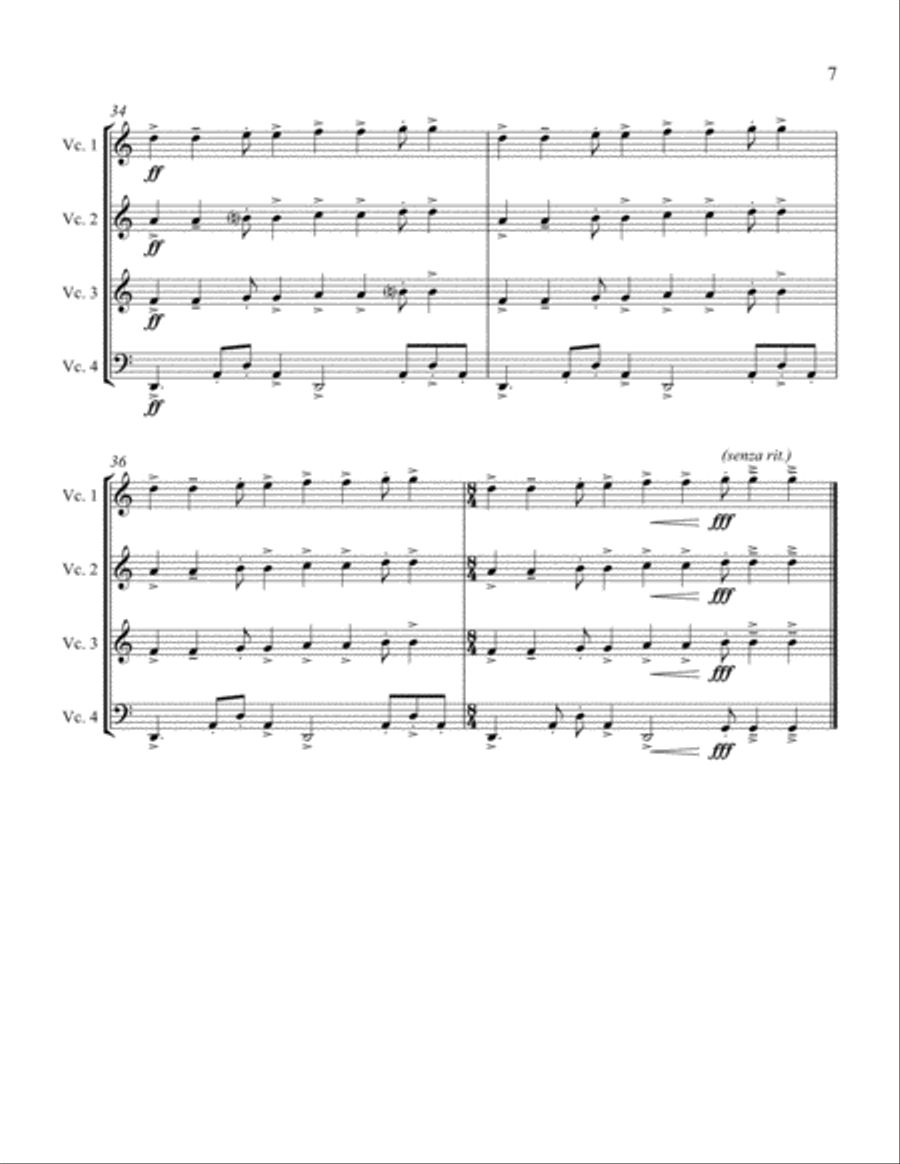 Demented Music (Pervertimento for Cello Quartet) Cello scores gallery preview page 5