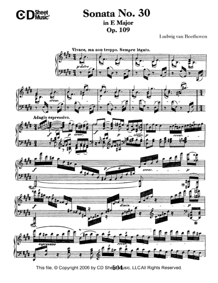 Sonata No. 30 In E Major, Op. 109