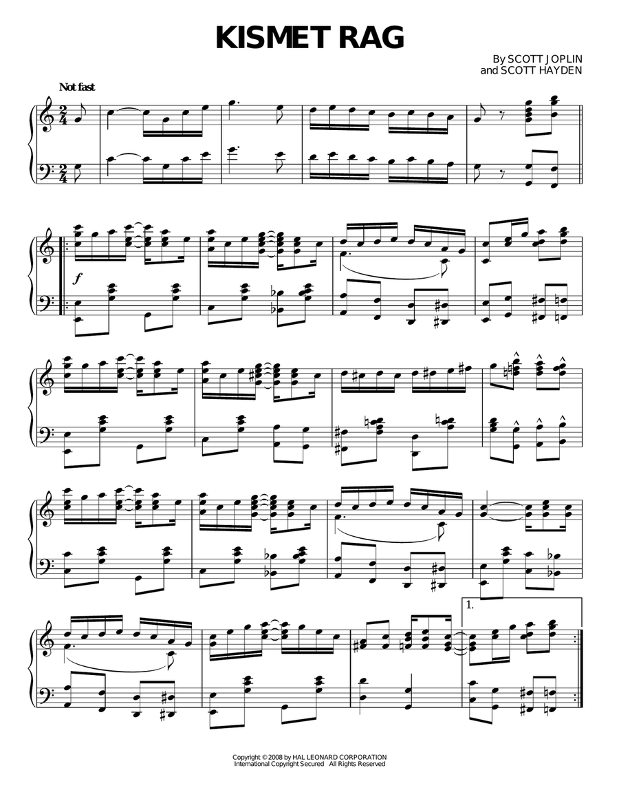 Kismet Rag Piano Solo scores gallery preview page 1