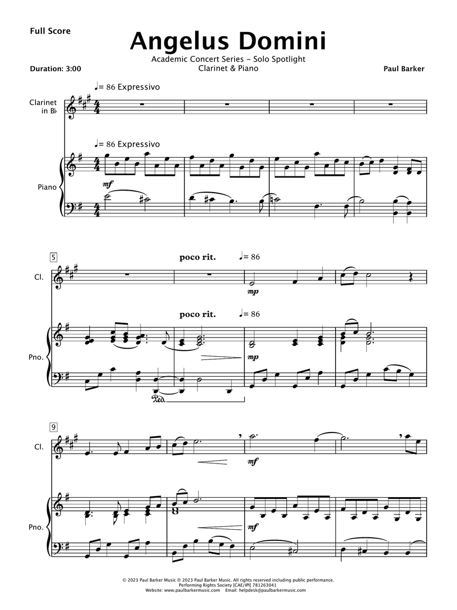 Angelus Domini (Clarinet & Piano) Chamber Music scores gallery preview page 2