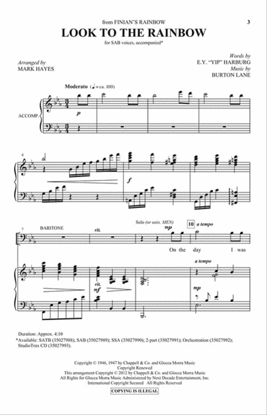 Look to the Rainbow 3-Part scores gallery preview page 2