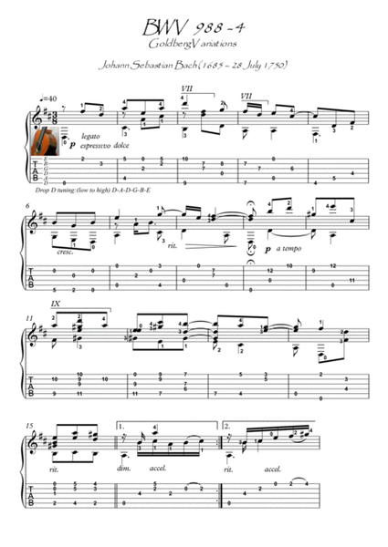 Bach for Guitar GoldBerg Variations BWV 988-4 image number null