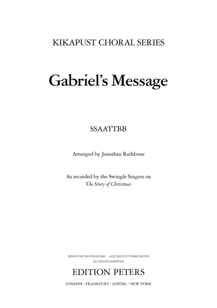 Gabriel's Message (The Angel Gabriel) for SSAATTBB Choir