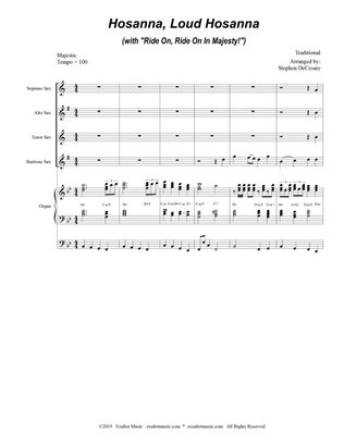 Hosanna, Loud Hosanna (with "Ride On, Ride On In Majesty!") (Saxophone Quartet and Organ)