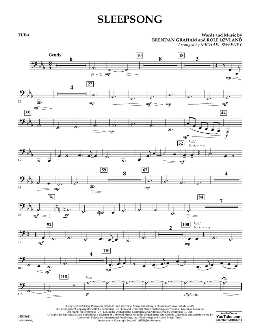 Sleepsong (arr. Michael Sweeney) - Tuba Concert Band scores gallery preview page 1