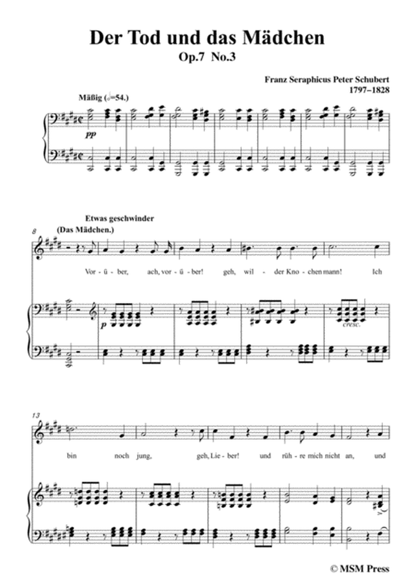 Schubert-Der Tod und das Mädchen,Op.7 No.3,in c sharp minor,for Voice&Piano image number null
